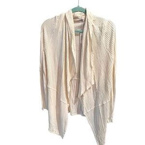 Charming Charlie Waffle Knit Open Front Cardigan Cream‎ Color Lightweight Small